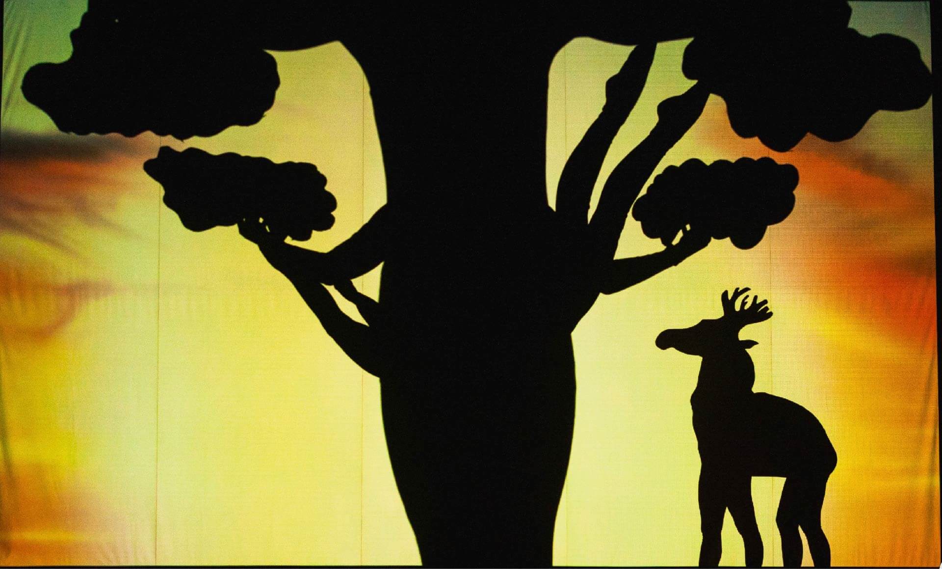 Shadow Theatre Verba, Shadow show, Shadow dance, tree, deer, Lagos, Nigeria